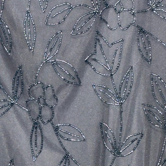 Adrianna Papell Beaded Dusty Blue Gray Floral Party Cocktail Short Dress Sz 6 - Picture 2 of 7